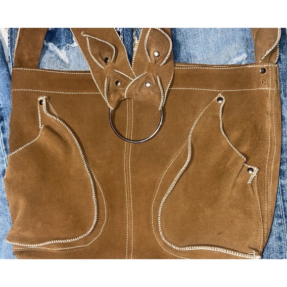 Owen Barry Handbags - Handmade Suede Leather Wide Strap Crossbody Bag Brown Slouchy Artisan Boho UK